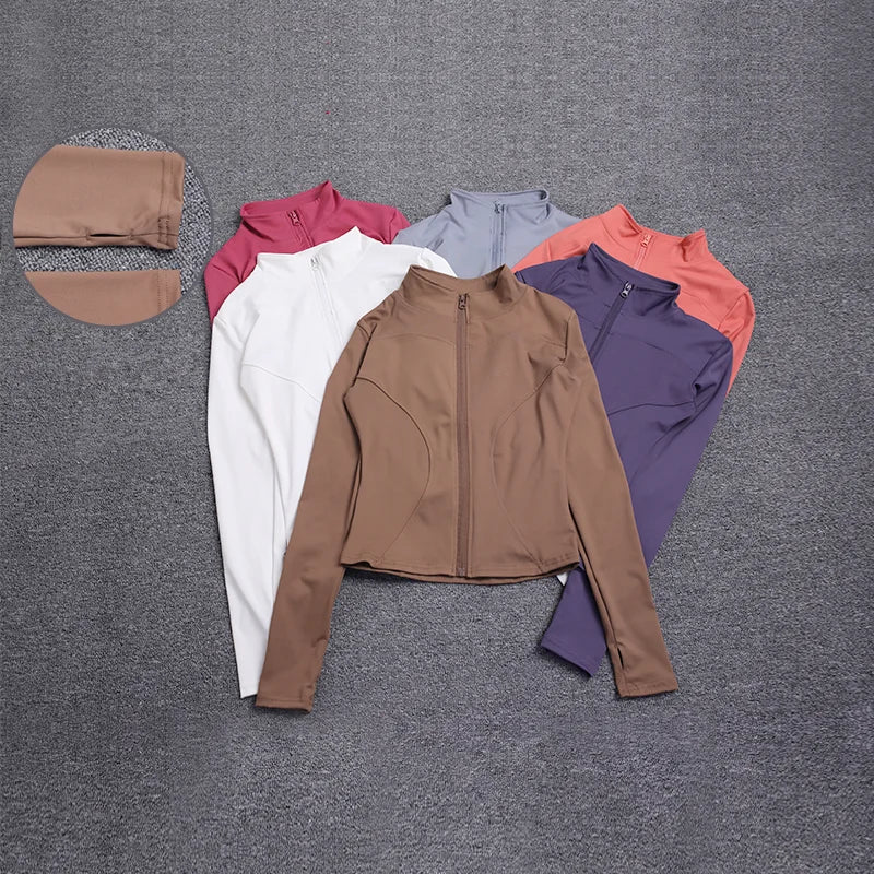 Women's Long Sleeve Sport Jacket - Workout Coat for Gym Training and Yoga Sportswear