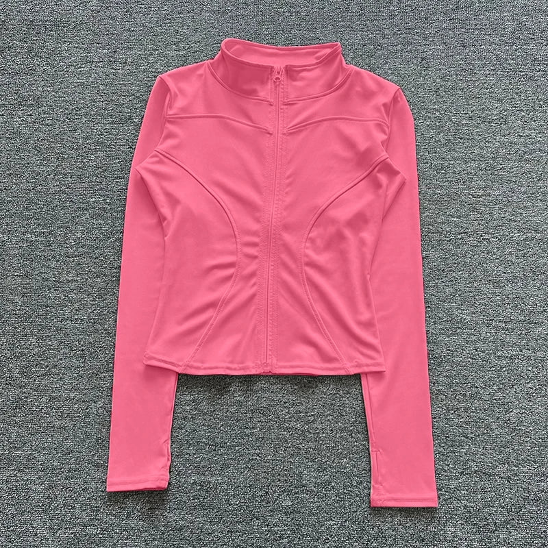 Women's Long Sleeve Sport Jacket - Workout Coat for Gym Training and Yoga Sportswear