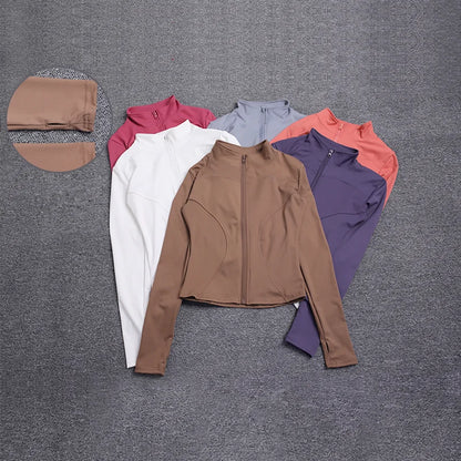 Women's Long Sleeve Sport Jacket - Workout Coat for Gym Training and Yoga Sportswear
